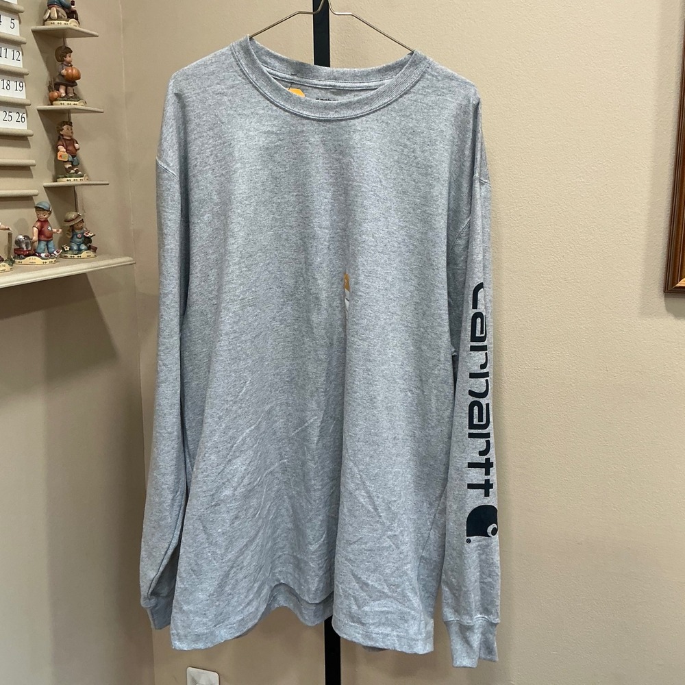 Carhartt T-Shirt Loose Fit L Gray Long Sleeve Logo K231 HGY Workwear